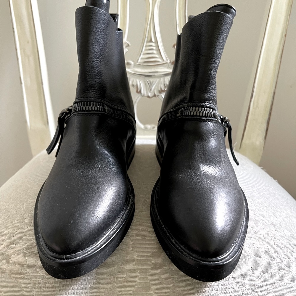Black Leather Italian Ankle Boots with hidden wedge at Heel 3’